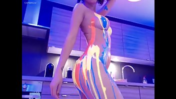 CrazyM_ MissKreazy MFC CrazySySy body paint & shower cam porn show - camgirl vids