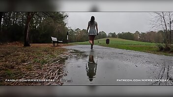 Amwednessday Exploring a public park completely naked & rolling around in puddles