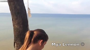 MyaLennon Boy Girl Beach BJ & Jerk-Off Premium Video MFC, MyFreeCams