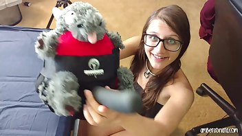 Amber Sonata girl fucks stuffed dragon plushie hard xxx premium porn videos